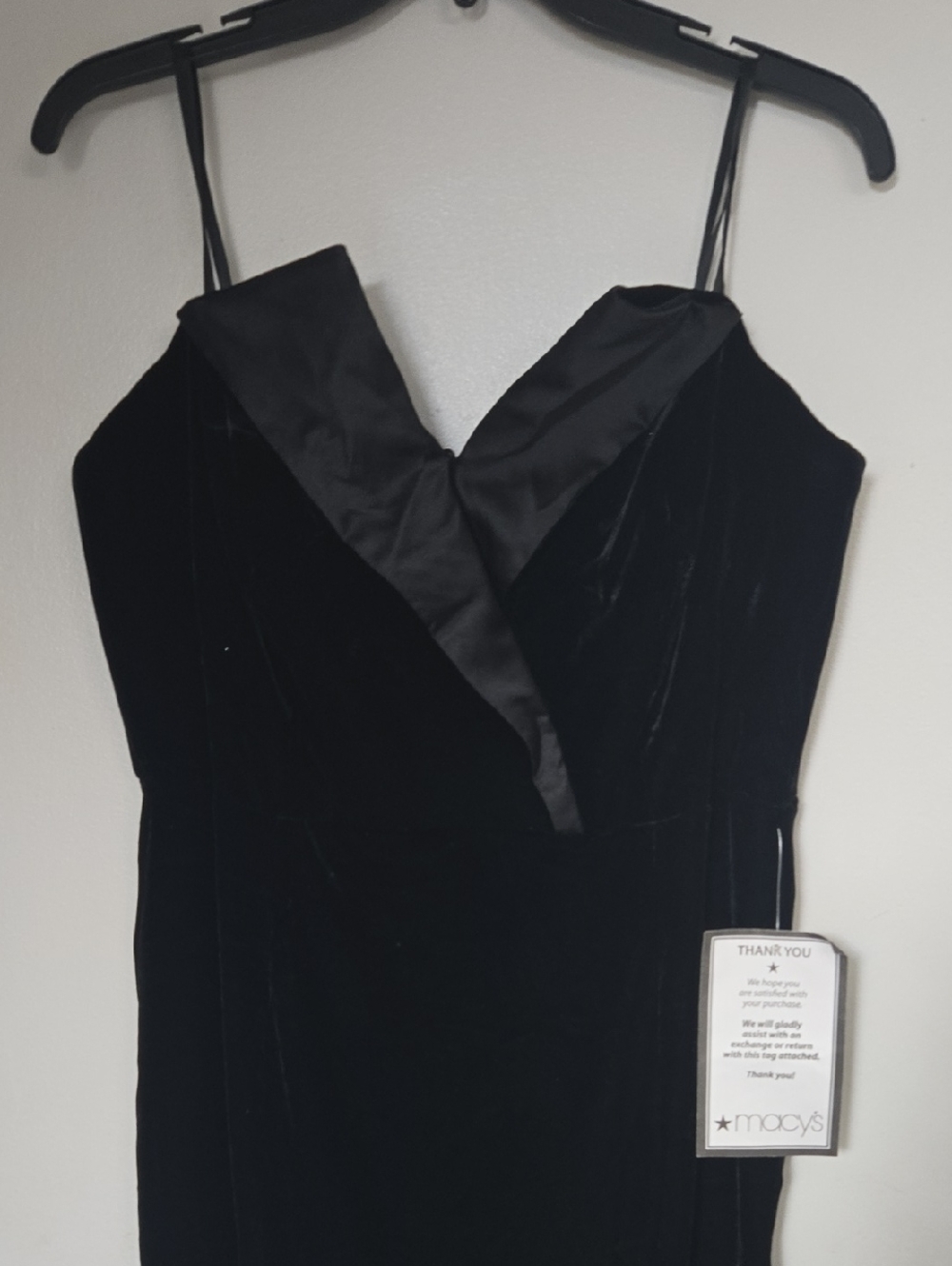Betsy & Adam Tuxedo-Neck Strapless Gown - Picture 2 of 3